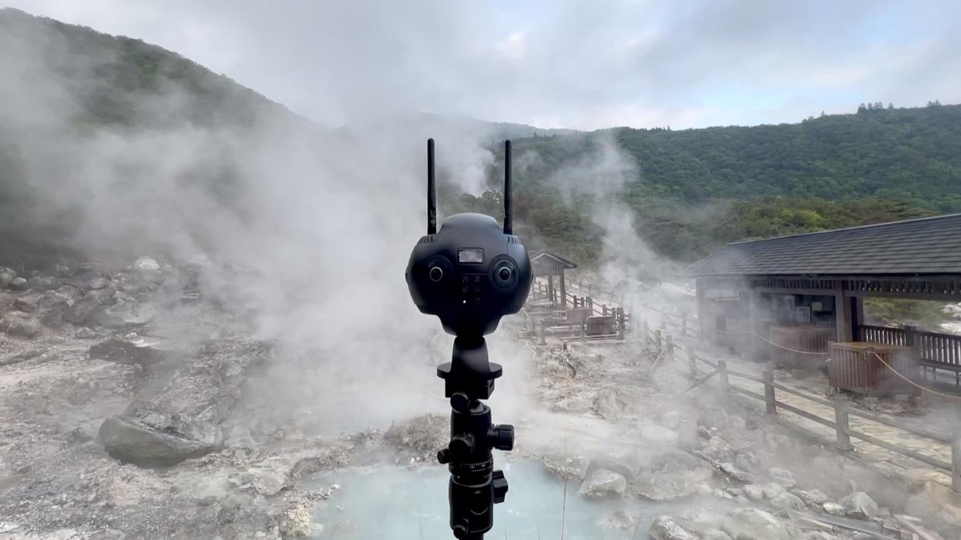 Insta360 Pro 2 filming the volcanic landscape at Unzen, Japan