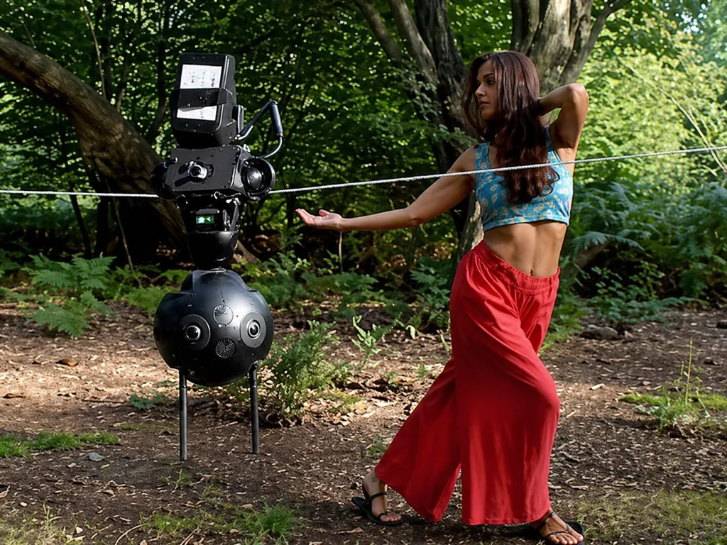 Cable cam shoot with dancer in London woodland